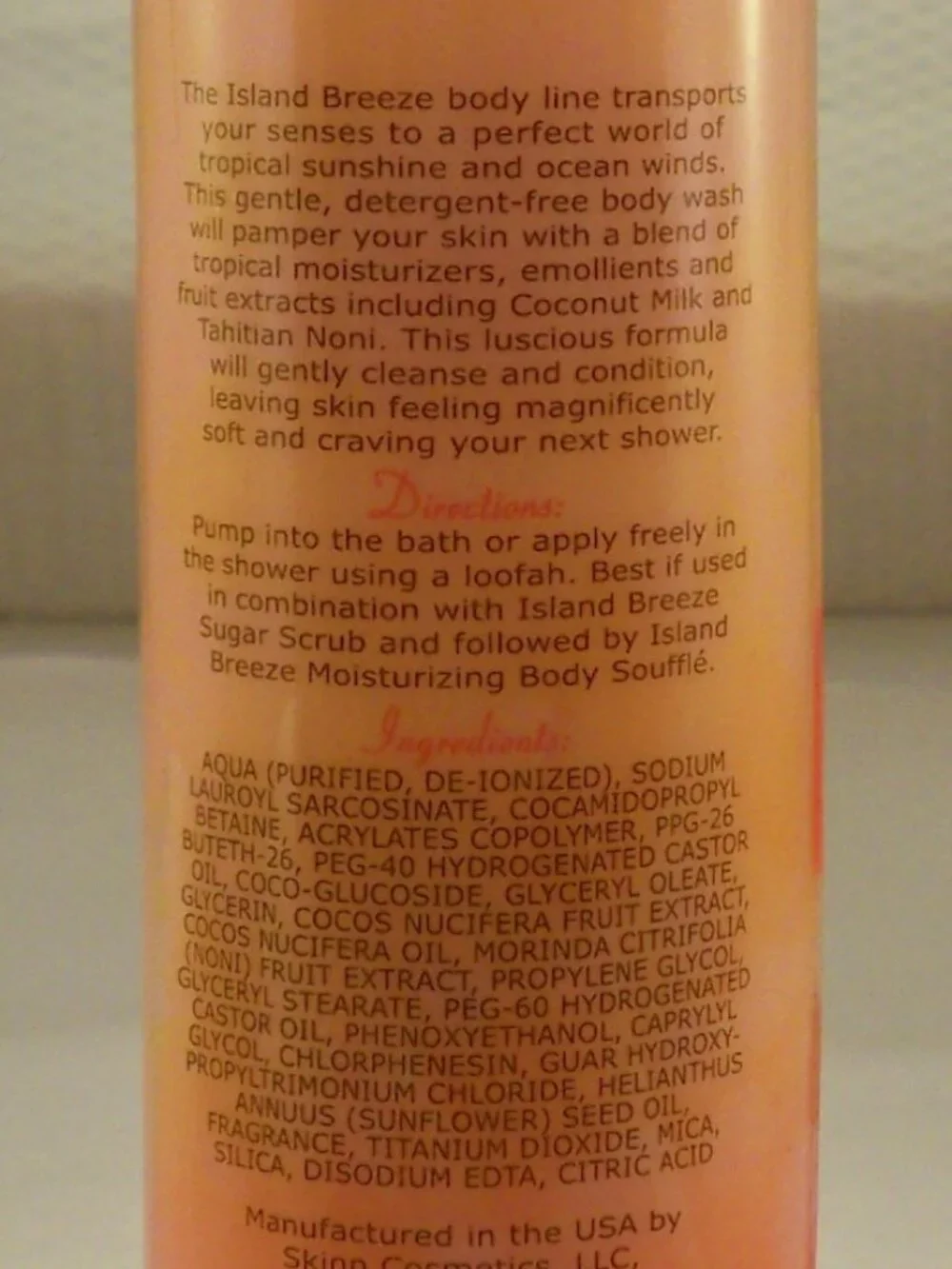 SKINN Island Breeze Indulging Body Wash